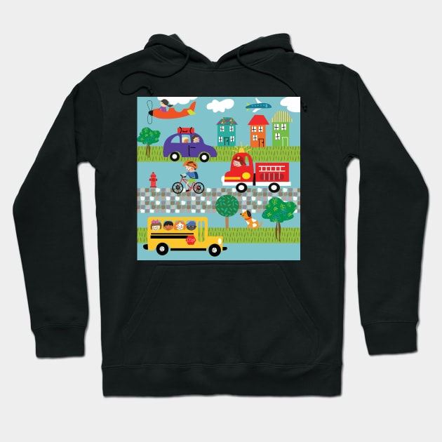 Kids transportation Hoodie by tfinn